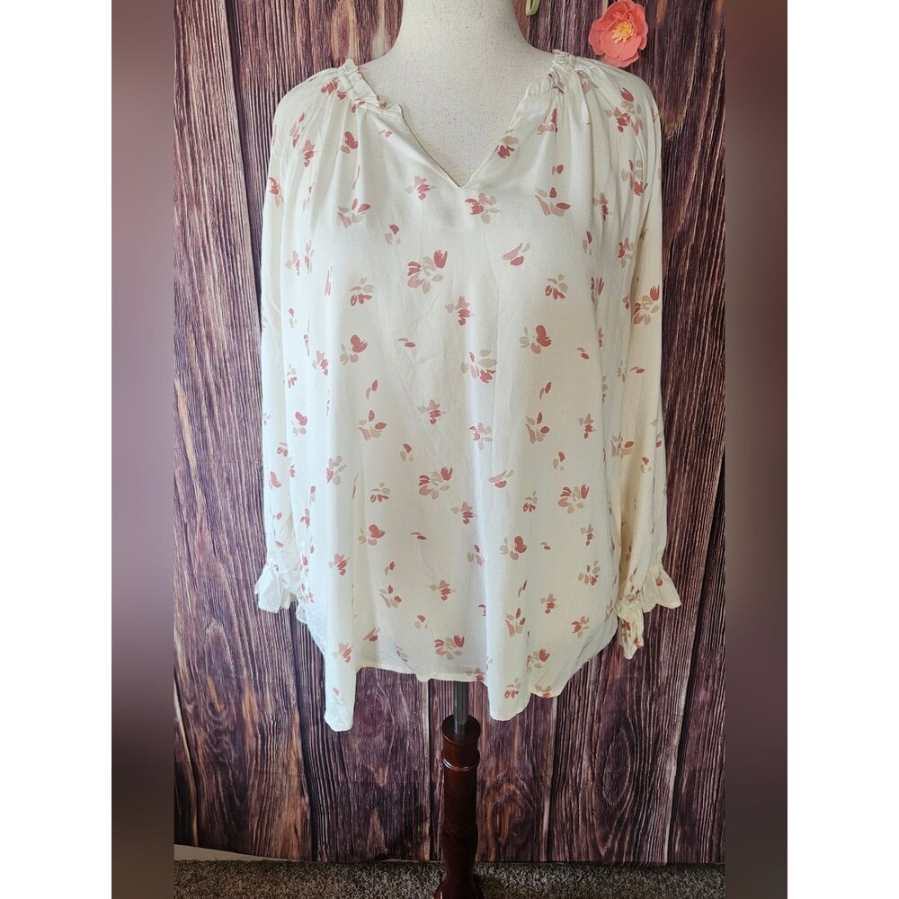 NWT C&C Floral Print Ruffle Peasant Top Plus Size 2X